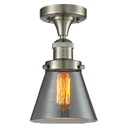 Innovations Lighting 1 Light Small Cone 6.5In. Brushed Satin Nickel Semi-Flush Mount With Smoked Glass, 510931 517-1CH-SN-G63